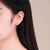 Butterfly Zirconia Screw Back Stud Earrings Brass Jewelry