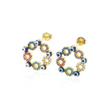 Evil Eye Round Stud Earrings Stainless Steel Resin Lucky Ear Bohemia Jewelry