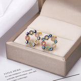 Evil Eye Round Stud Earrings Stainless Steel Resin Lucky Ear Bohemia Jewelry