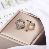 Evil Eye Round Stud Earrings Stainless Steel Resin Lucky Ear Bohemia Jewelry