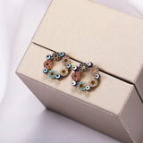 Evil Eye Round Stud Earrings Stainless Steel Resin Lucky Ear Bohemia Jewelry