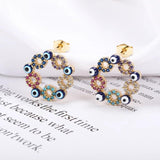 Evil Eye Round Stud Earrings Stainless Steel Resin Lucky Ear Bohemia Jewelry