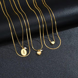 Oval Heart Pearl Letter Double Layer Chain Necklace