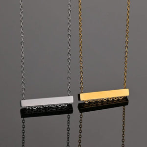 Custom Engraved Four-Sided Geometric Necklace - Stainless Steel Women's Jewelry