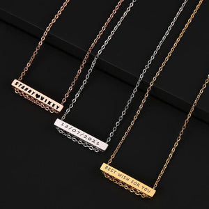 Custom Engraved Four-Sided Geometric Necklace - Stainless Steel Women's Jewelry