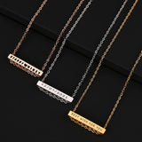 Custom Engraved Four-Sided Geometric Necklace - Stainless Steel Women's Jewelry