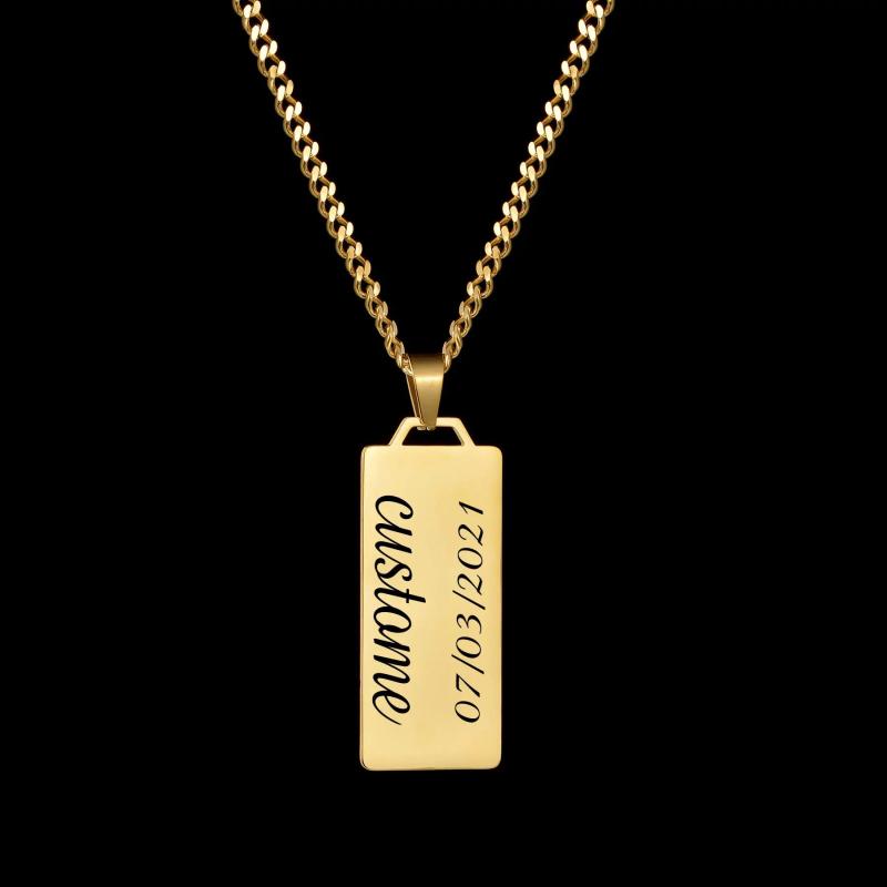 Personalized Cuba-Chain Name Necklace, Stainless Steel Pendant