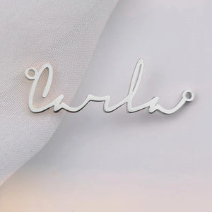 Cursive Name Charm Necklace Stainless Steel Women Jewelry