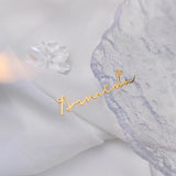 Cursive Name Charm Necklace Stainless Steel Women Jewelry