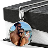 Personalized Photo Text Necklace - Stainless Steel Couple Gift