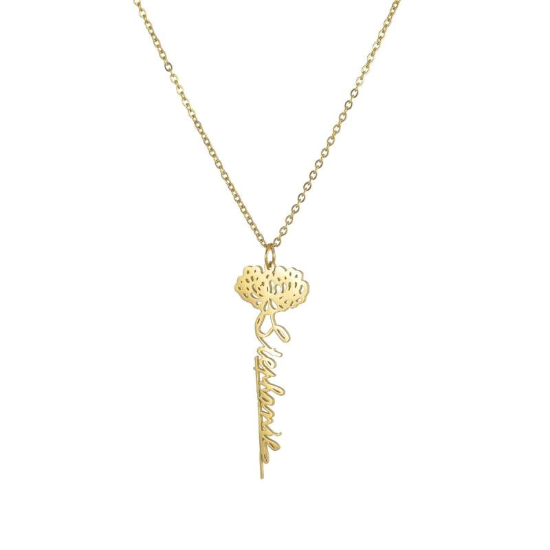 Rose Name Necklace Stainless Steel Personalized Choker Pendant