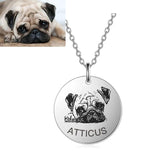 Personalized Pet Portrait Necklace - Engraved Pet Memorial Jewelry
