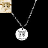 Personalized Pet Portrait Necklace - Engraved Pet Memorial Jewelry