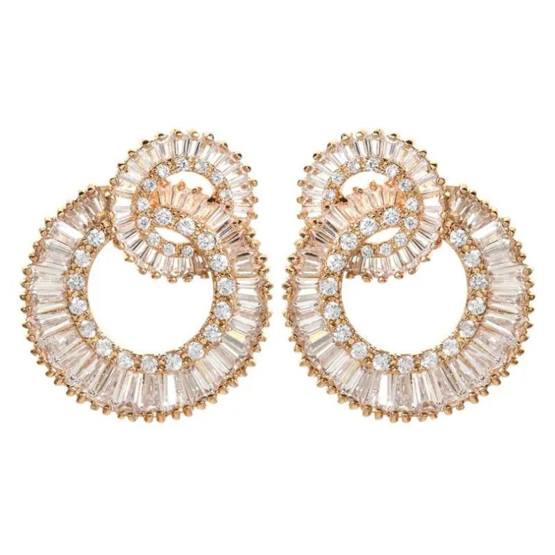 Round Zircon Earrings Wedding Party Romantic Jewelry ER-474