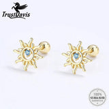 Trustdavis 925 Silver Sun CZ Beads Earring For Girls