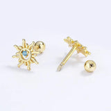 Trustdavis 925 Silver Sun CZ Beads Earring For Girls
