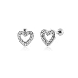925 Silver Heart Beads Stud Earrings Moon Star Piercing Queen Butterfly