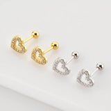 925 Silver Heart Beads Stud Earrings Moon Star Piercing Queen Butterfly