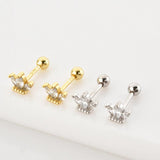 925 Silver Heart Beads Stud Earrings Moon Star Piercing Queen Butterfly