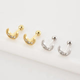 925 Silver Heart Beads Stud Earrings Moon Star Piercing Queen Butterfly