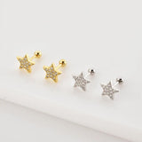 925 Silver Heart Beads Stud Earrings Moon Star Piercing Queen Butterfly