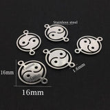 5pcs Double Hole Dog Yingyang Rose Crown Pendant Charms