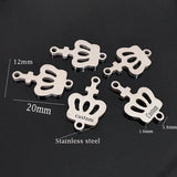 5pcs Double Hole Dog Yingyang Rose Crown Pendant Charms