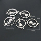 5pcs Double Hole Dog Yingyang Rose Crown Pendant Charms