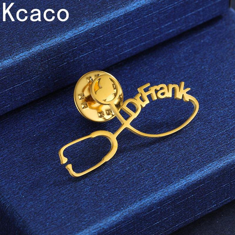 Name Brooches Stainless Steel Letter Stethoscope Pin Badges