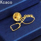 Name Brooches Stainless Steel Letter Stethoscope Pin Badges