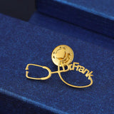 Name Brooches Stainless Steel Letter Stethoscope Pin Badges