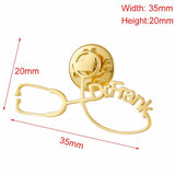 Name Brooches Stainless Steel Letter Stethoscope Pin Badges