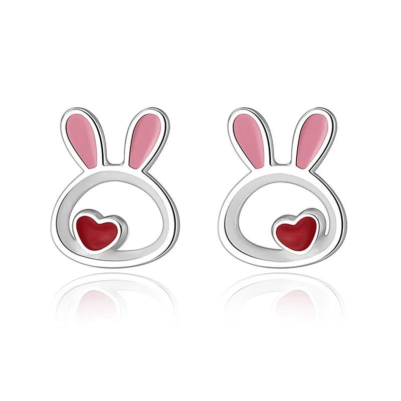 925 Silver Kids Earring Rabbit Stud Earrings For Girls Fine Jewelry DG0193