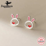 925 Silver Kids Earring Rabbit Stud Earrings For Girls Fine Jewelry DG0193