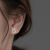 925 Silver Kids Earring Rabbit Stud Earrings For Girls Fine Jewelry DG0193