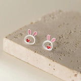 925 Silver Kids Earring Rabbit Stud Earrings For Girls Fine Jewelry DG0193