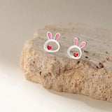 925 Silver Kids Earring Rabbit Stud Earrings For Girls Fine Jewelry DG0193