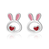 925 Silver Kids Earring Rabbit Stud Earrings For Girls Fine Jewelry DG0193