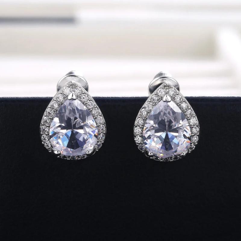 925 Sterling Silver Stud Earrings with AAAAA cz for Women Bridal Jewelry
