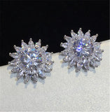 925 Sterling Silver Stud Earrings with AAAAA cz for Women Bridal Jewelry