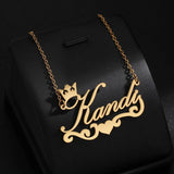 Personalized Letter Necklace Stainless Steel Nameplate Crown Butterfly Heart