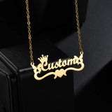 Personalized Letter Necklace Stainless Steel Nameplate Crown Butterfly Heart
