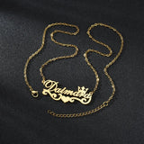 Personalized Letter Necklace Stainless Steel Nameplate Crown Butterfly Heart