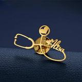 Letter Brooch Stainless Steel Stethoscope Pin Badge Personalized Jewelry