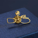Letter Brooch Stainless Steel Stethoscope Pin Badge Personalized Jewelry