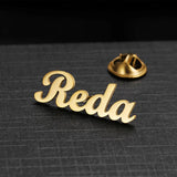 Personalized Stainless Steel Name Brooch Silver Letters Pin Badges