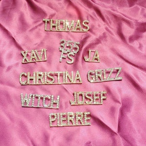 GRANDBLING Name Brooch Crystal Word Pins Name Plate Pins Wedding Party Badges
