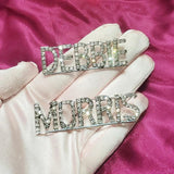 GRANDBLING Name Brooch Crystal Word Pins Name Plate Pins Wedding Party Badges