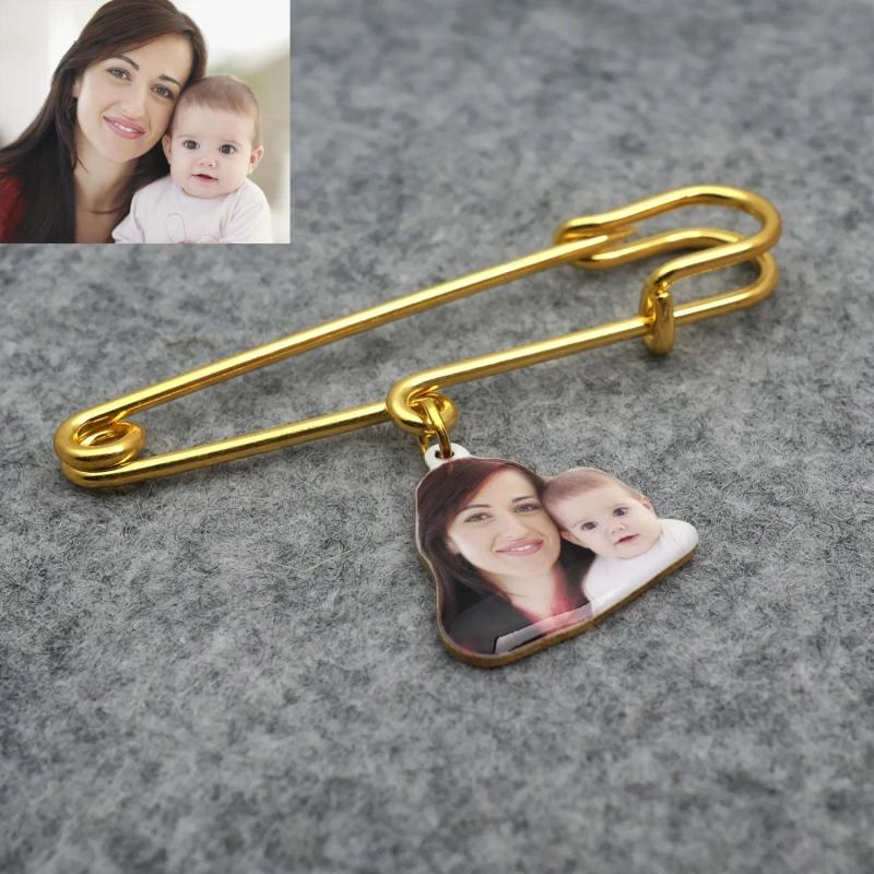 Custom Photo Charm Brooch Tie Tack Funny Portrait Bouquet Pin