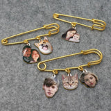 Custom Photo Charm Brooch Tie Tack Funny Portrait Bouquet Pin